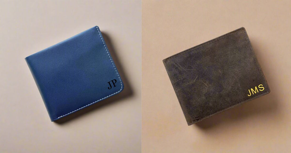 2 personalised wallets with initials on the front