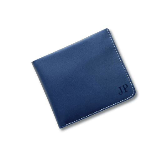 Personalised Navy Blue Leather Wallet- KALGHI