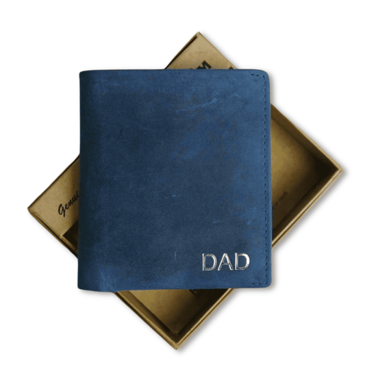 Personalised Slim Leather Mens Wallet- BLUE