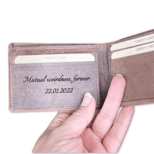 Personalised Slim Men Leather Wallet Tan - KALGHI