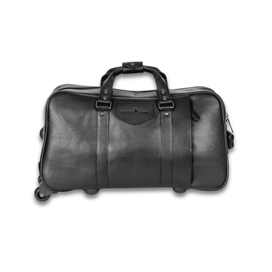 Black leather Trolley Travel Bag