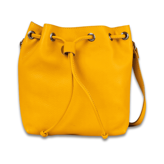 KALGHI Luggage & Bags Leather Small Cross Body Bucket Bag - Alley Mustard