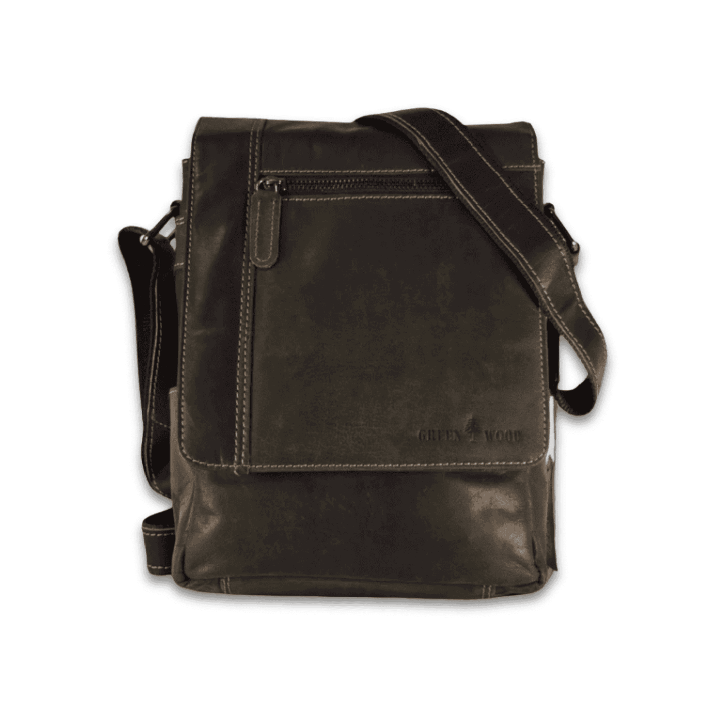 Leather Messenger Bag - Dark Brown