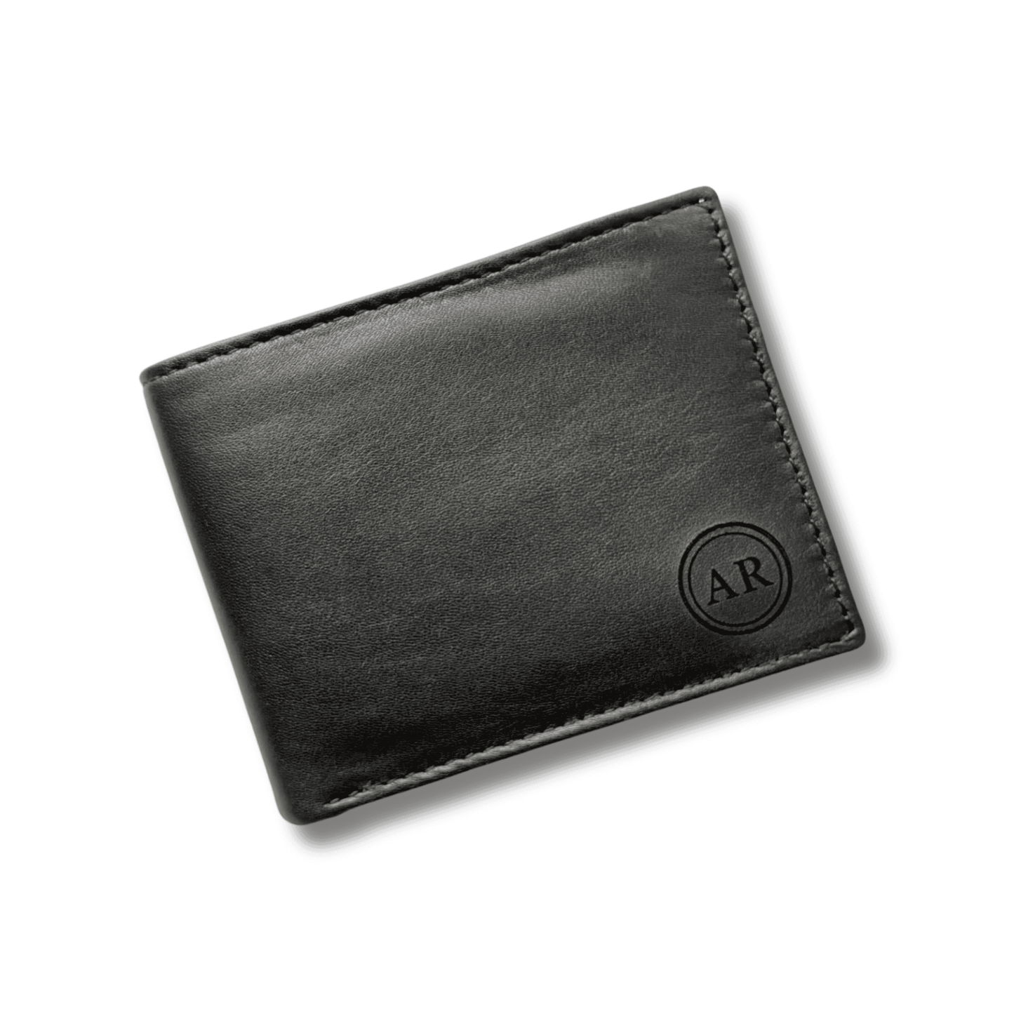 Men's Black Leather Wallet Personalised with Message - KALGHI