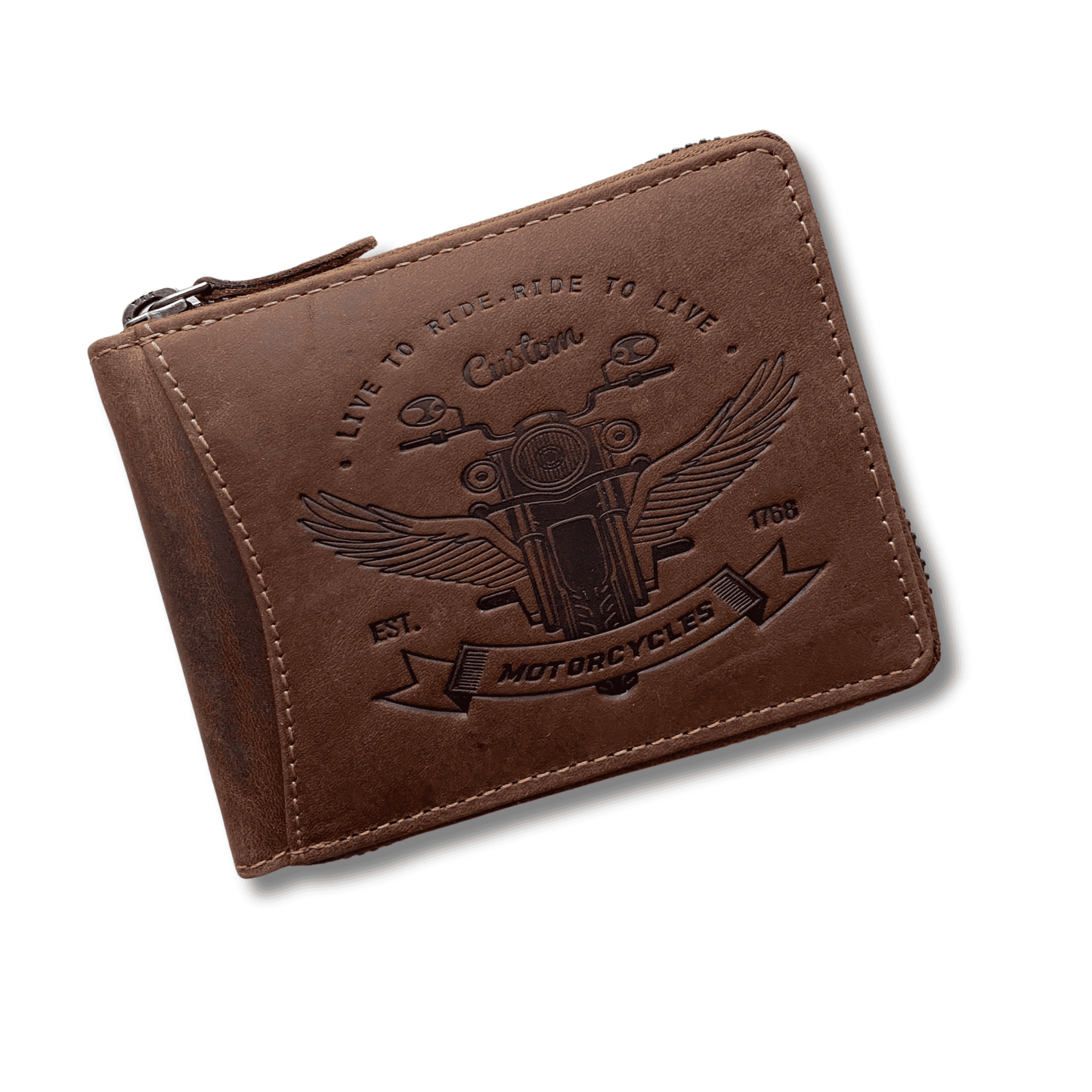 Riders Zip Around Brown Leather Men Wallet - KALGHI