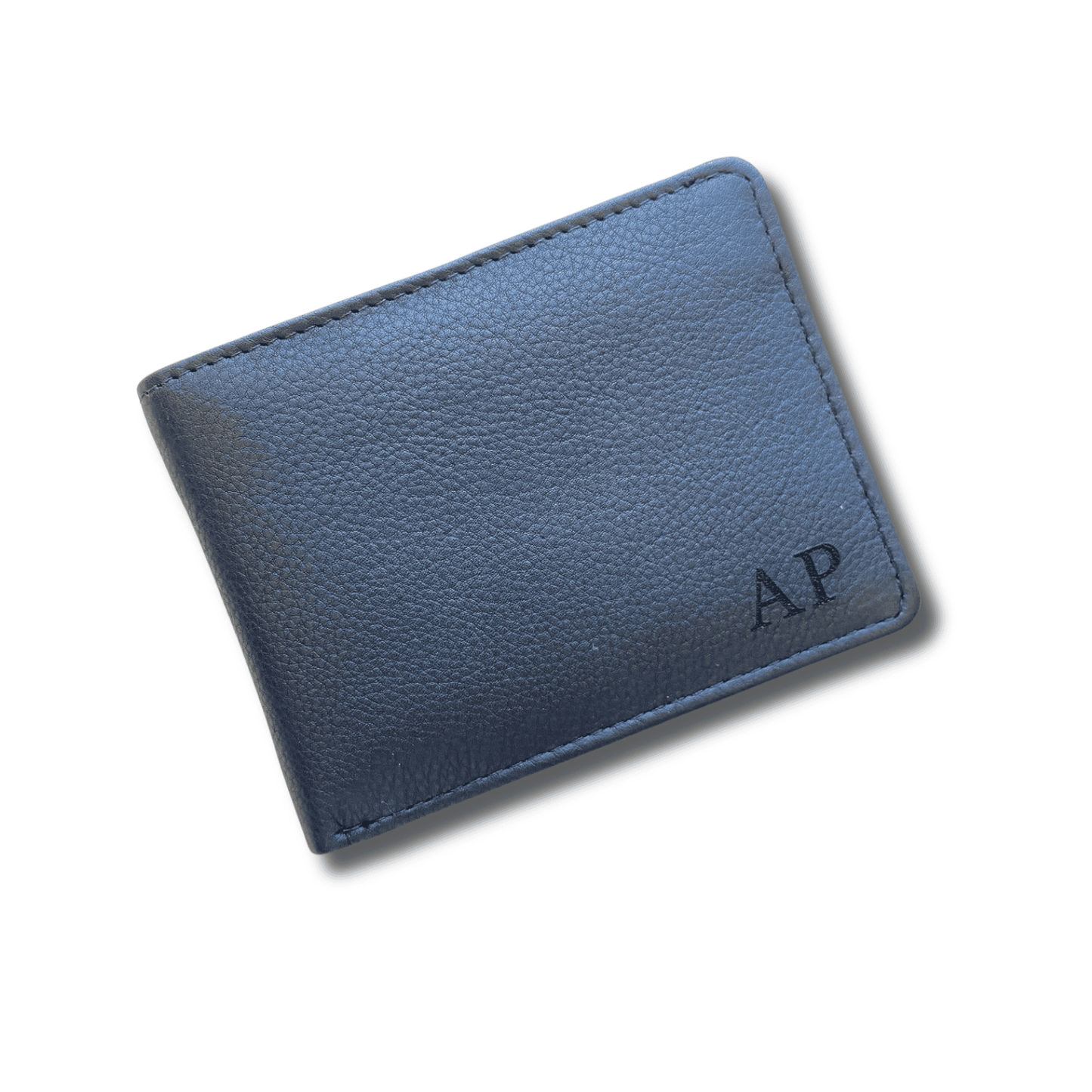 Men's Black Leather Wallet Personalised with Message - KALGHI