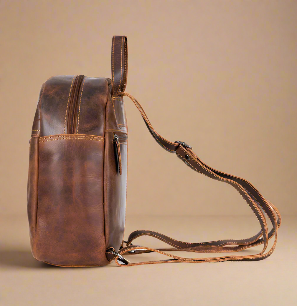 Ariel Brown Leather Backpack BACKPACK KALGHI