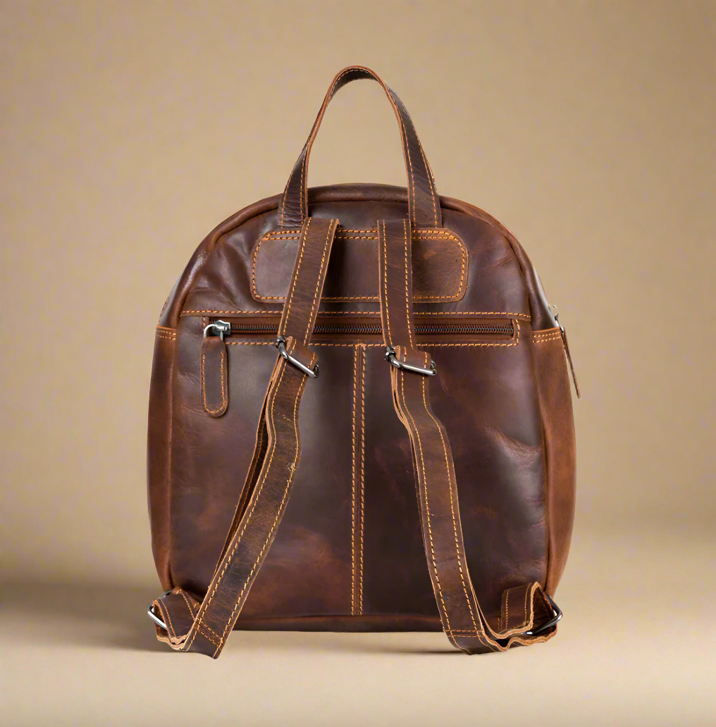 Ariel Brown Leather Backpack BACKPACK KALGHI