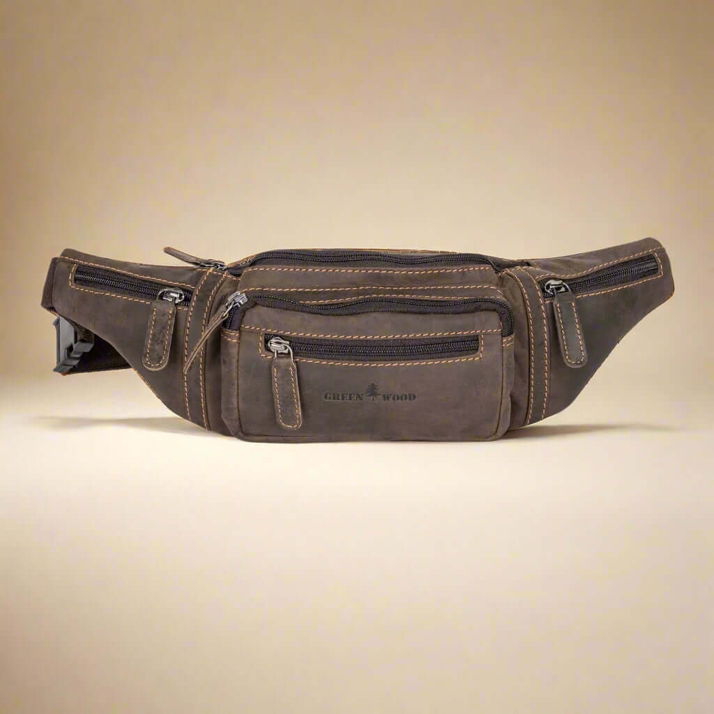 KALGHI Bum Bag Leather Waist Pack - Brown Colour