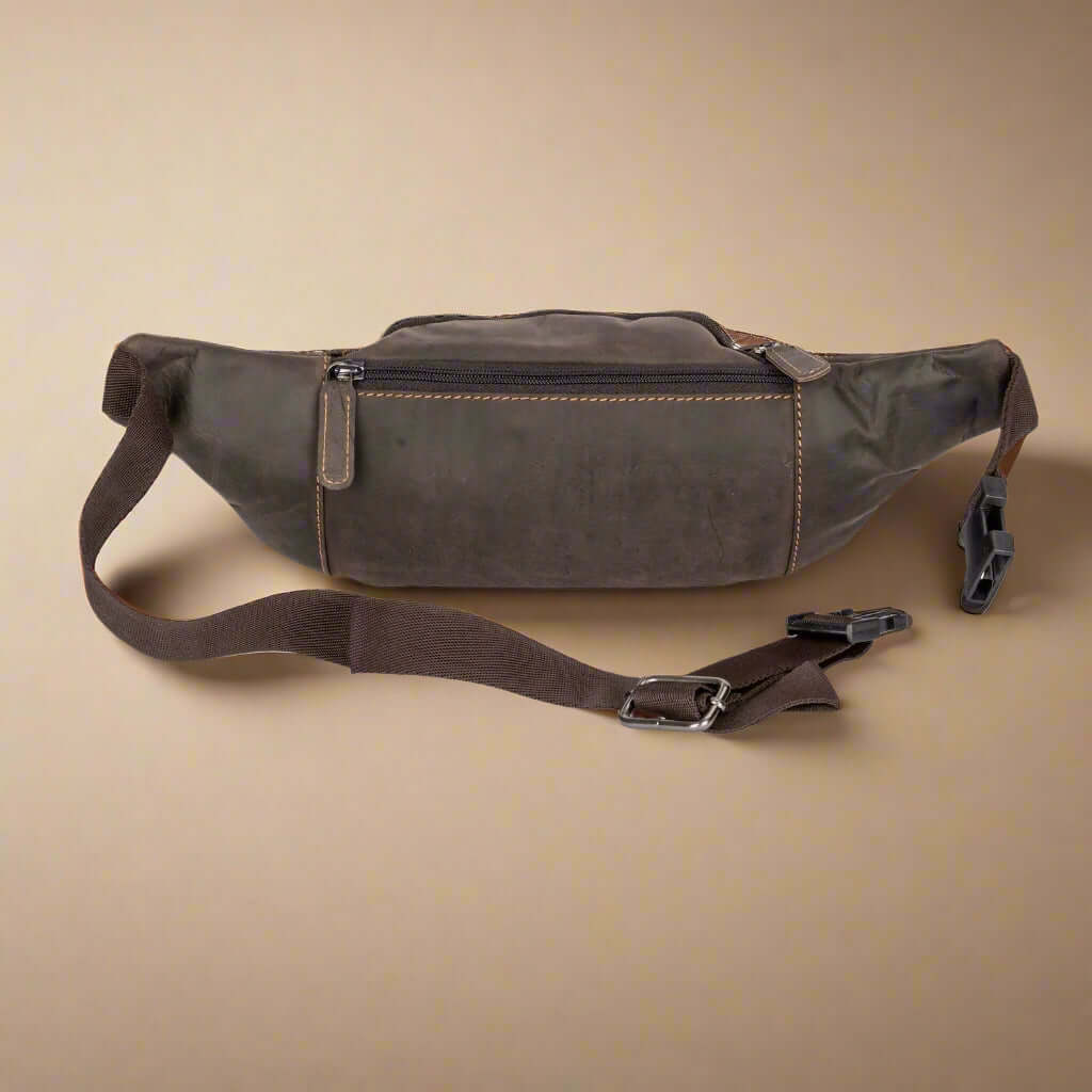 KALGHI Bum Bag Leather Waist Pack - Brown Colour