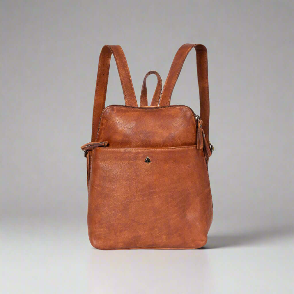 KALGHI Leather Backpack Leather Backpack Penny - Cognac