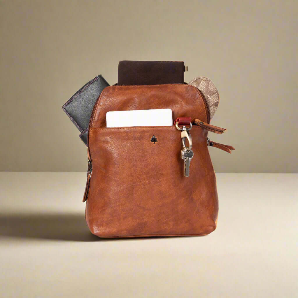 KALGHI Leather Backpack Leather Backpack Penny - Cognac