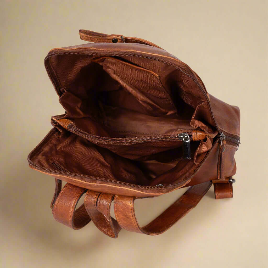 KALGHI Leather Backpack Leather Backpack Penny - Cognac