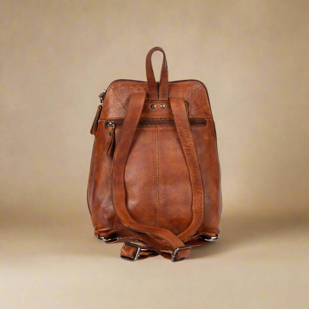 KALGHI Leather Backpack Leather Backpack Penny - Cognac