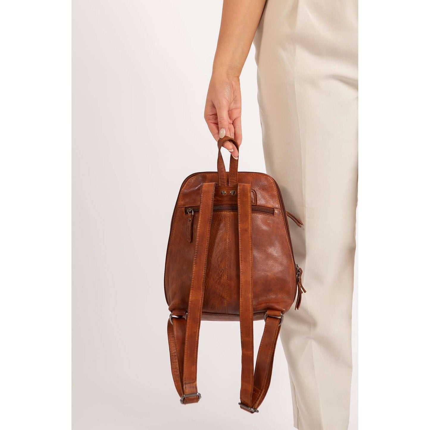 KALGHI Leather Backpack Leather Backpack Penny - Cognac