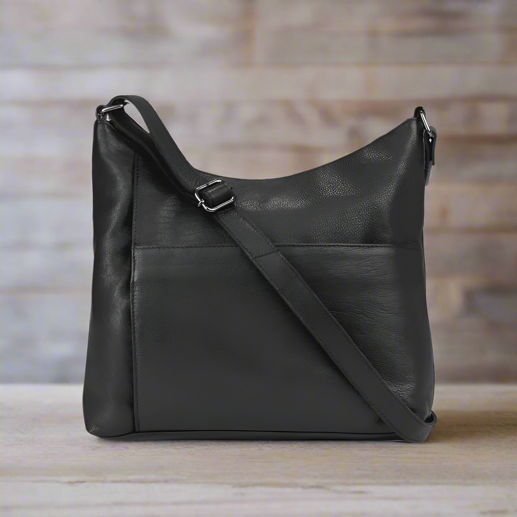 KALGHI SATCHEL Black Shoulder Leather Bag Leena