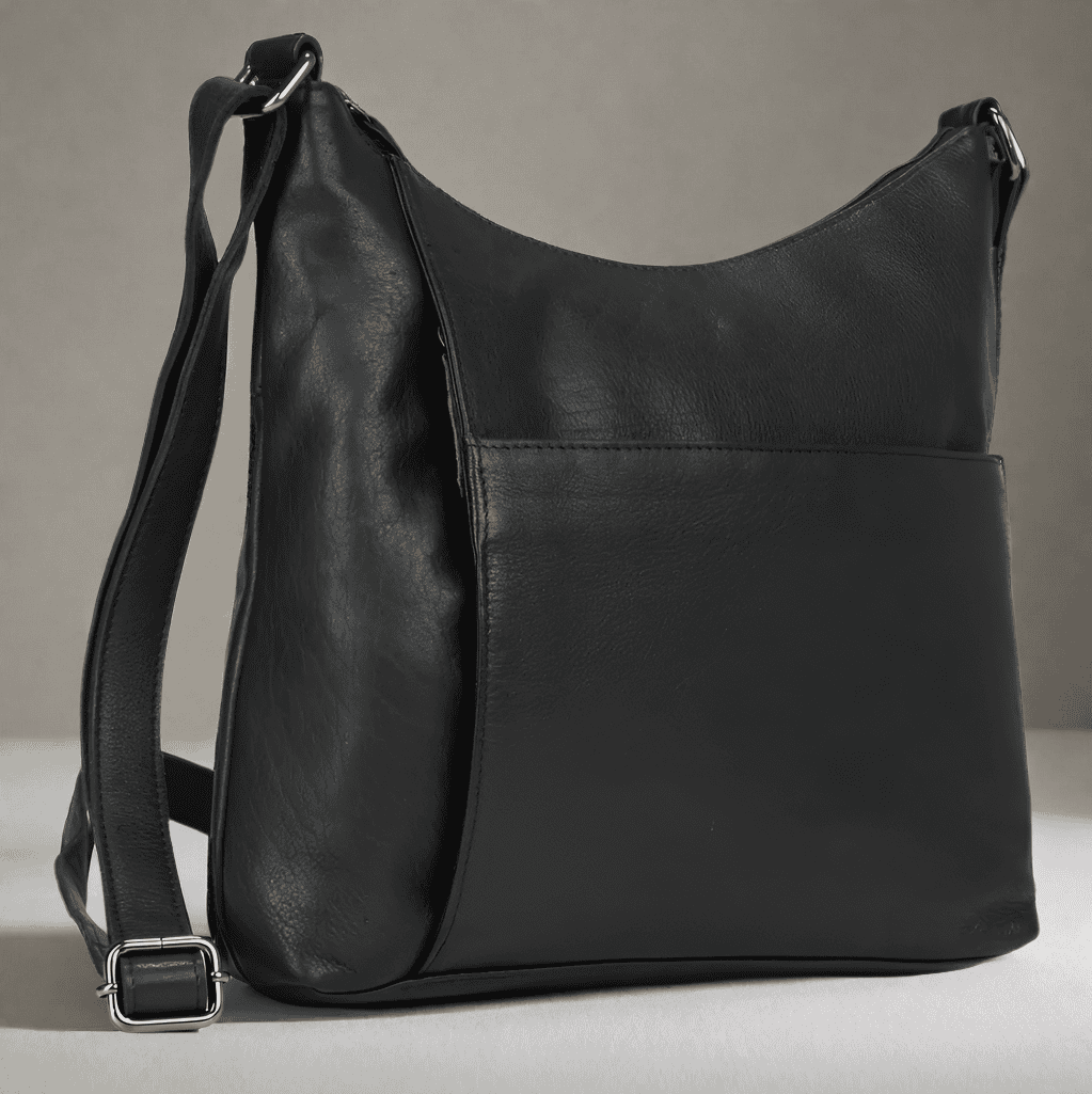 Black Shoulder Leather Bag Leena SATCHEL KALGHI