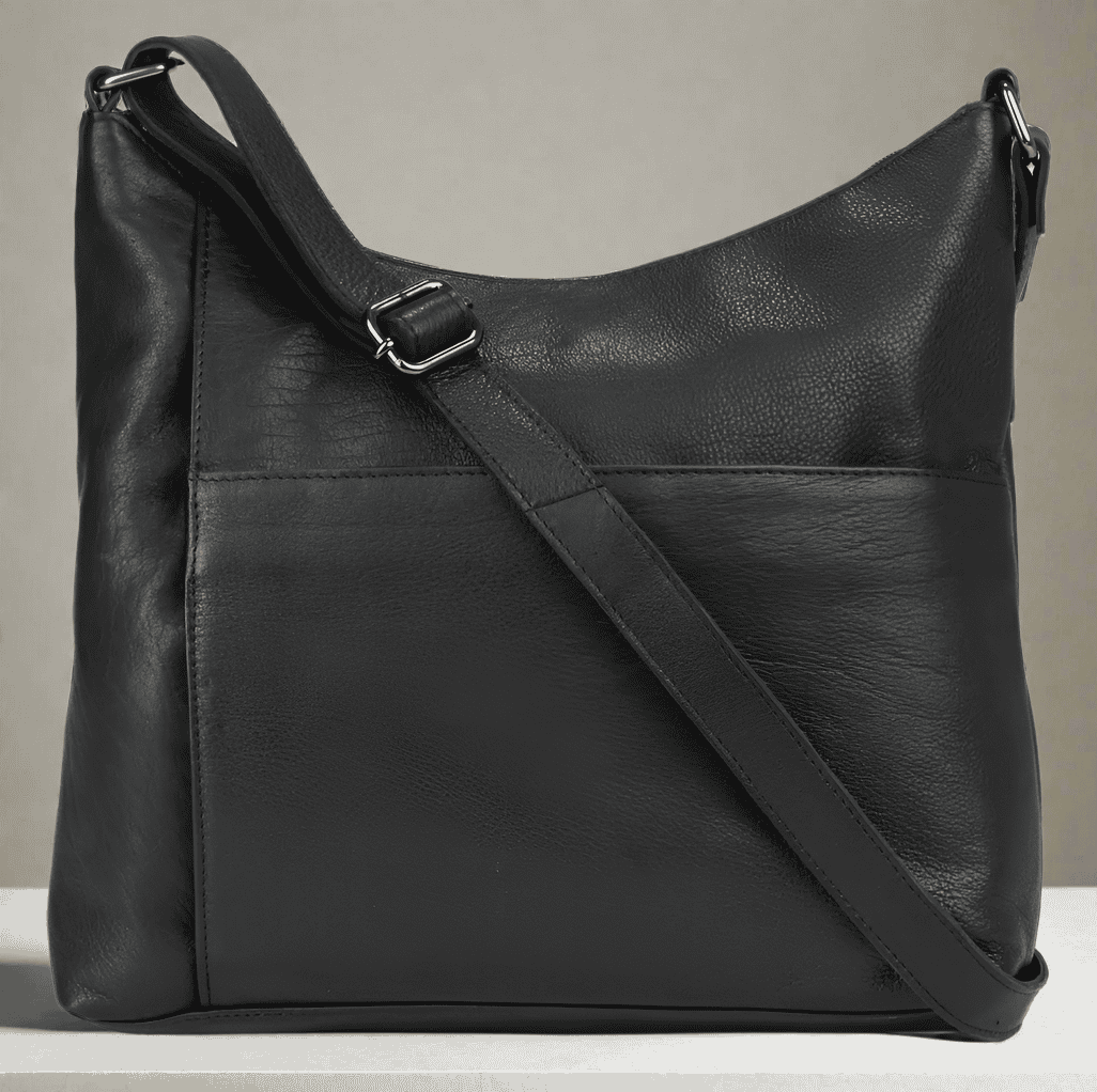 Black Shoulder Leather Bag Leena SATCHEL KALGHI