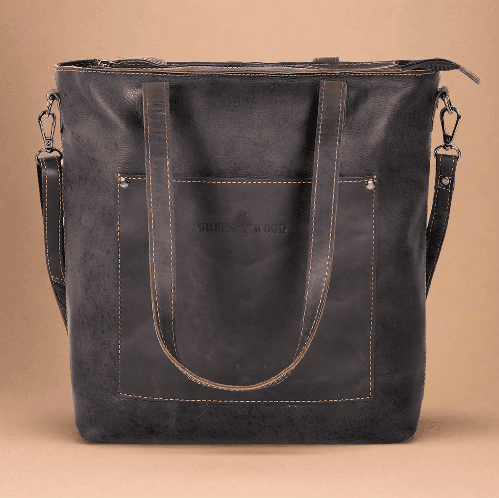 Classic Dark Brown Leather Tote Bag SATCHEL KALGHI