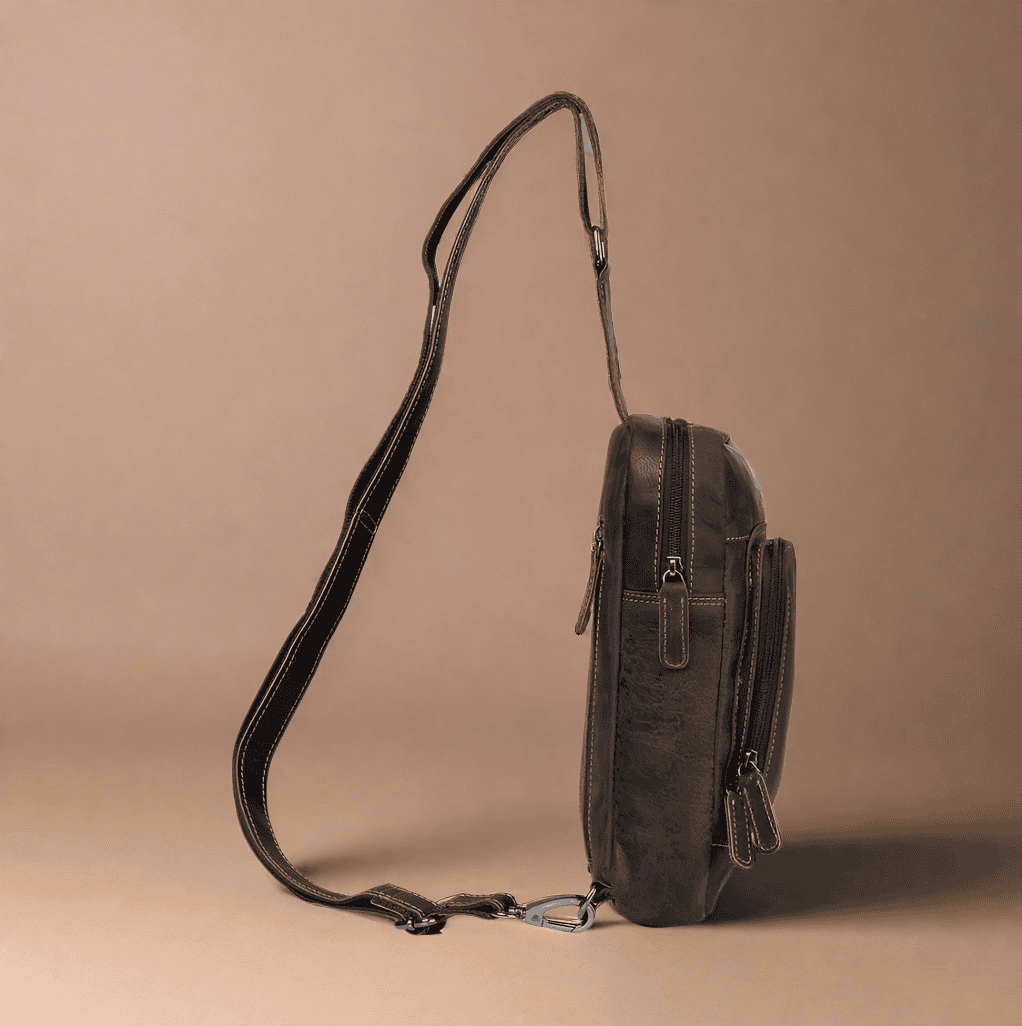 Leather Crossbody Bag-Dark Brown SATCHEL KALGHI