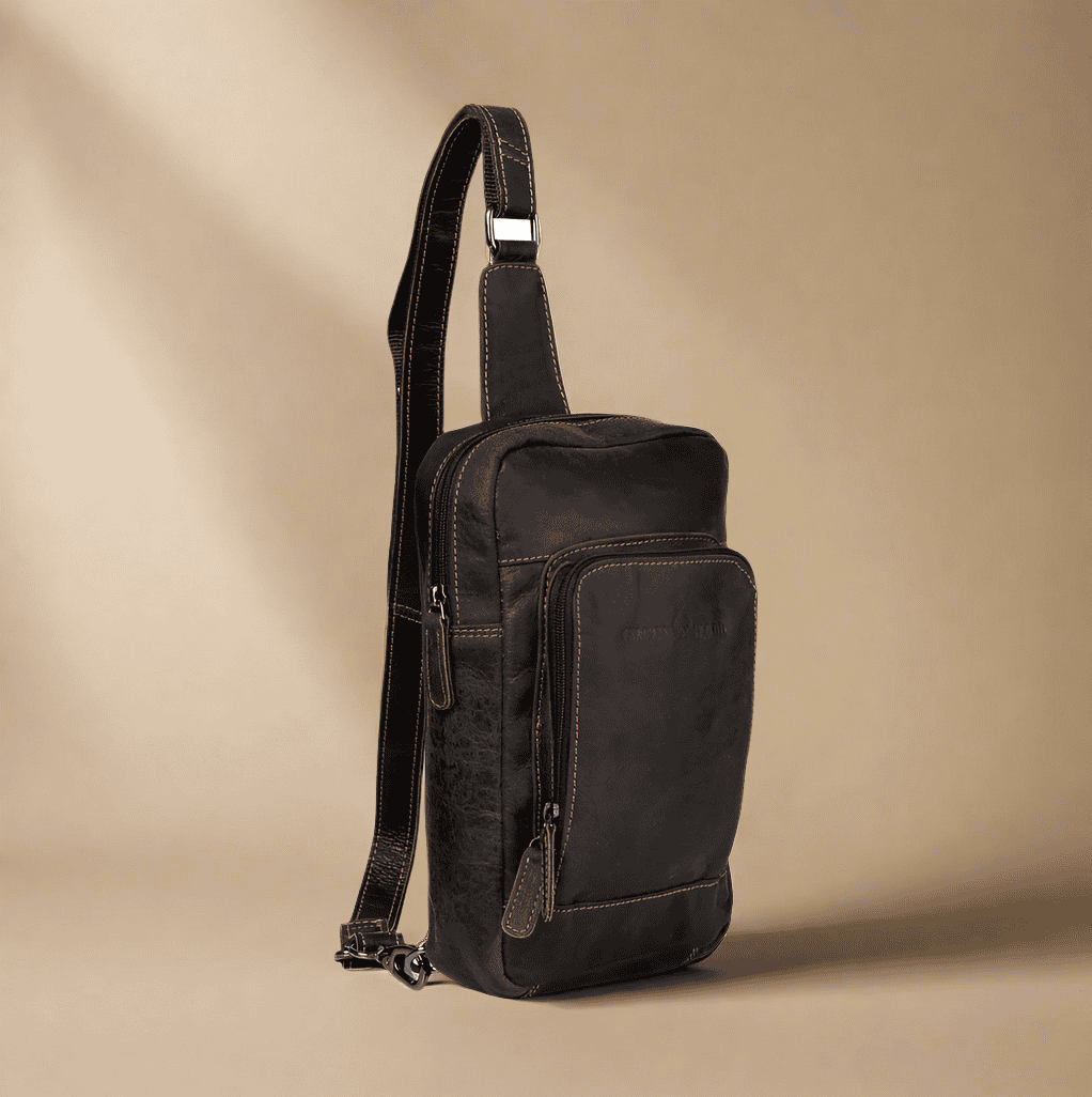 Leather Crossbody Bag-Dark Brown SATCHEL KALGHI