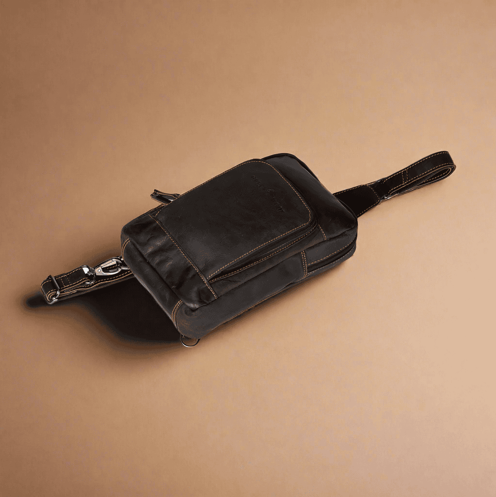 Leather Crossbody Bag-Dark Brown SATCHEL KALGHI