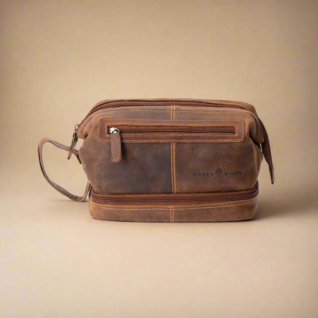 KALGHI Toiletry Bag Leather Toiletry Bag- Sandel