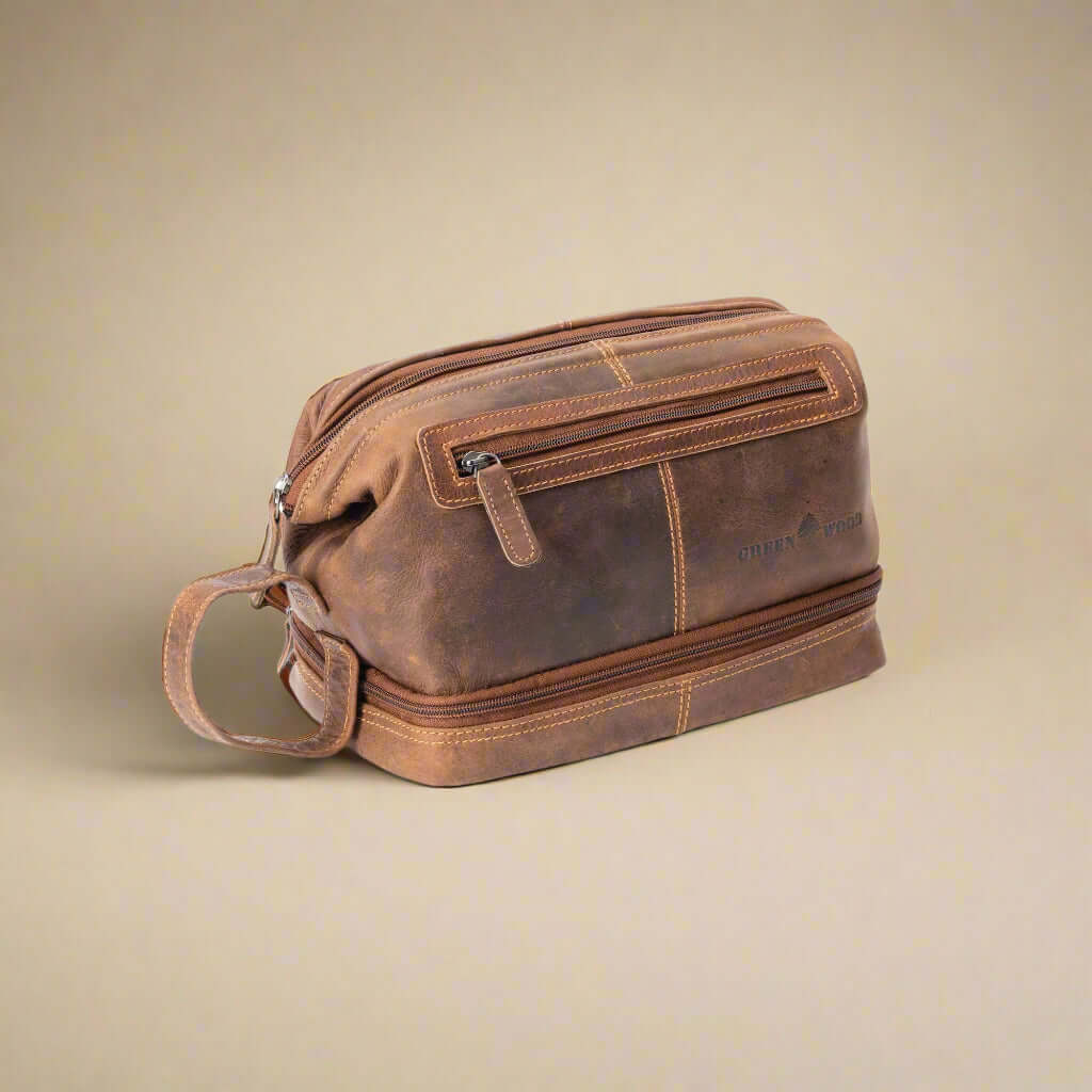 KALGHI Toiletry Bag Leather Toiletry Bag- Sandel