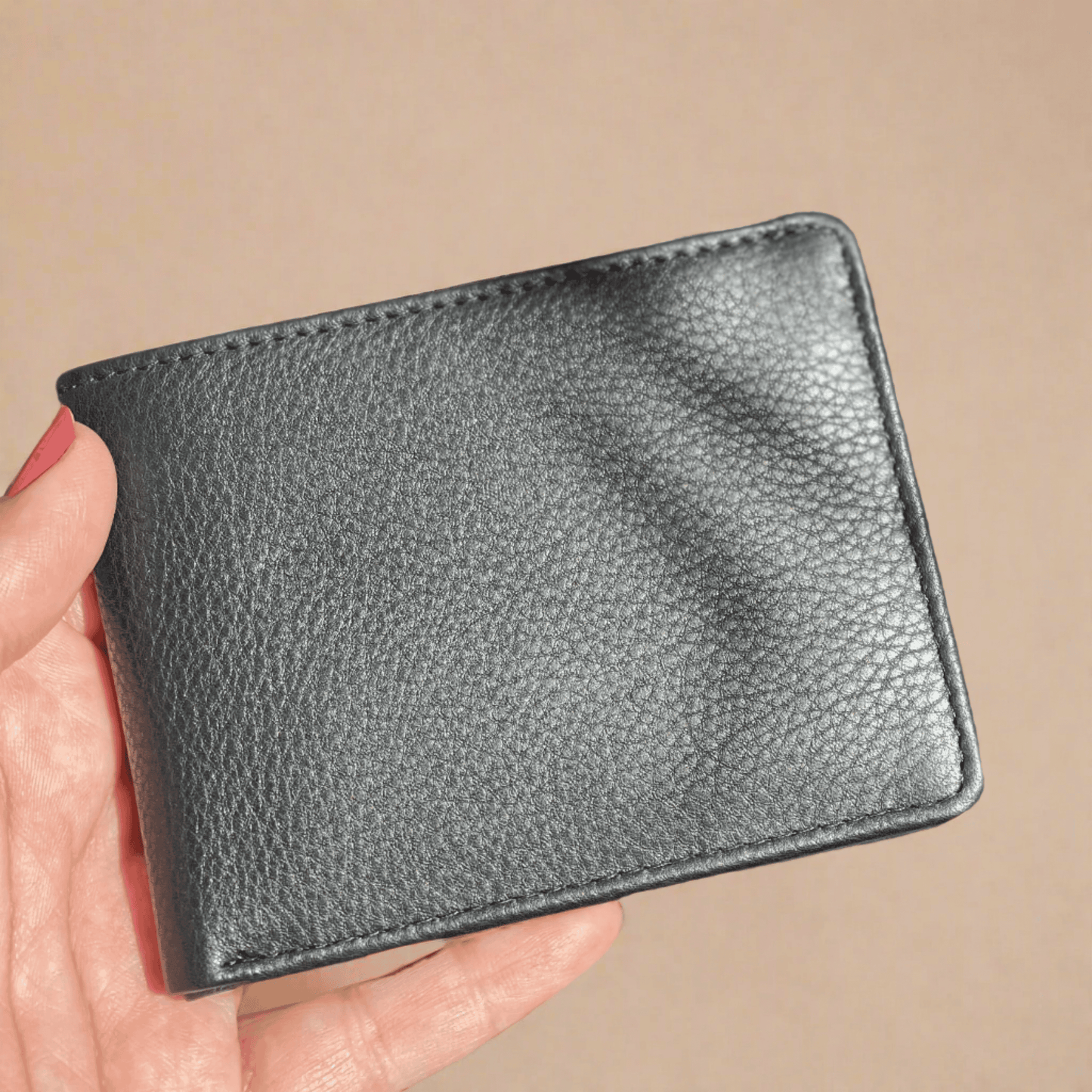 Men's Black Leather Wallet Personalised with Message - KALGHI WALLET KALGHI   